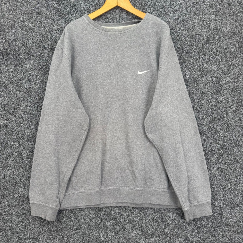 Nike Mens 3XL Heather Gray Crewneck Sweatshirt Embroidered Swoosh Fleece
